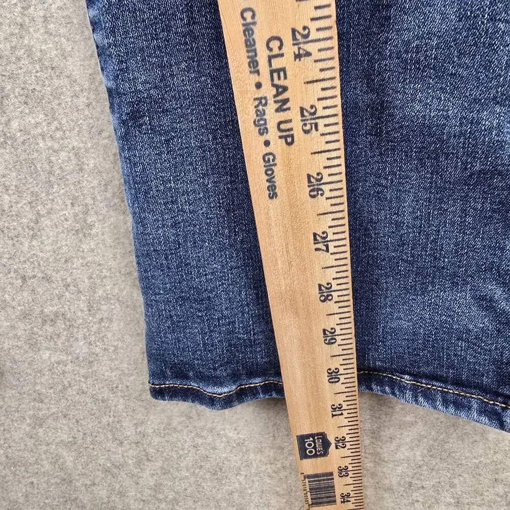 American Eagle Womens Flared Jeans Dark Wash Size 12 Stretch Denim Distressed - Picture 10 of 10